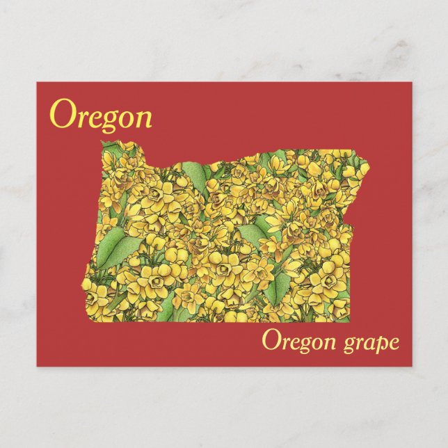 Oregon State Flower Collage Map Postcard (Front)