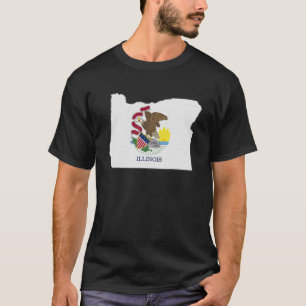 OREGON STATE MAP ILLINOIS IL Flag Roots Men Women  T-Shirt