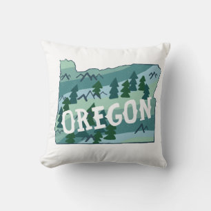 Oregon State Map Illustration Cushion
