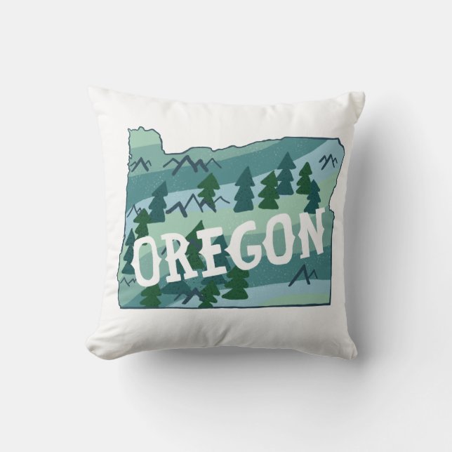 Oregon State Map Illustration Cushion (Front)