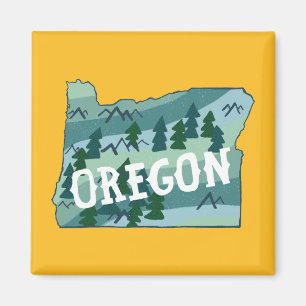 Oregon State Map Illustration Magnet