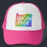 Oregon State Map Illustration PRIDE RAINBOW Trucker Hat<br><div class="desc">Check out this awesome hat with an Oregon State map illustration! Check out my shop for more designs too! Or if you'd like something custom let me know. If you buy it, thank you! Be sure to share a pic on Instagram of it in action and tag me @shoshannahscribbles :)...</div>