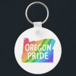 Oregon State Map Illustration RAINBOW PRIDE Key Ring<br><div class="desc">Check out this awesome keychain with a map of Oregon State. Add your own text or change the background colours. Check out my shop for butterflies,  birds,  RVs,  camping,  hiking,  flowers and lots more!</div>