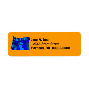 Oregon State Map Shape OR Return Address Label