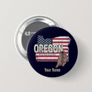 Oregon State United States Retro Map USA Souvenir 6 Cm Round Badge