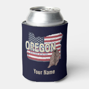 Oregon State United States Retro Map USA Souvenir Can Cooler
