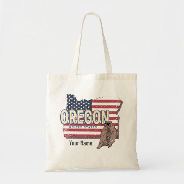 Oregon State United States Retro Map USA Souvenir Tote Bag (Front)