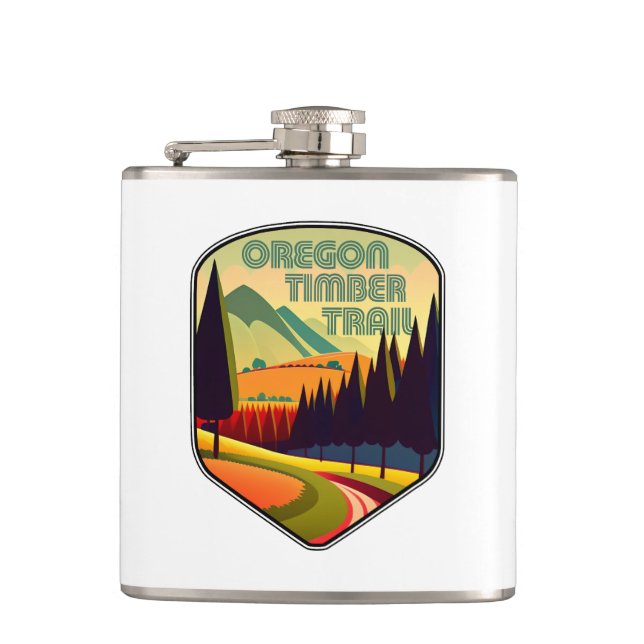 Oregon Timber Trail Colours Hip Flask (Front)