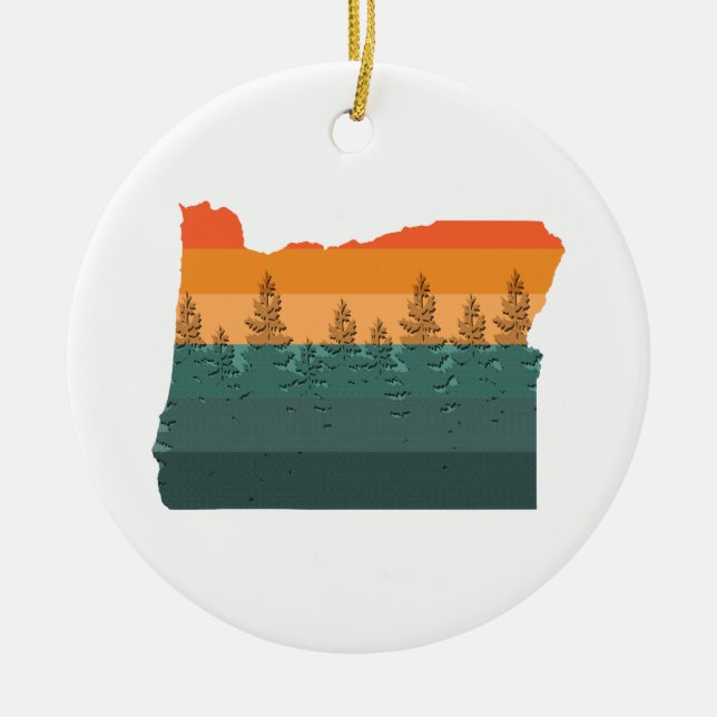 Oregon Tree Silhouette Ceramic Tree Decoration (Front)
