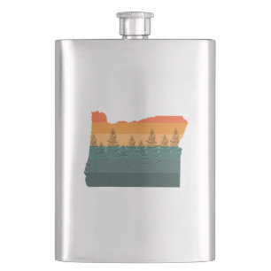 Oregon Tree Silhouette Hip Flask