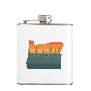 Oregon Tree Silhouette Hip Flask