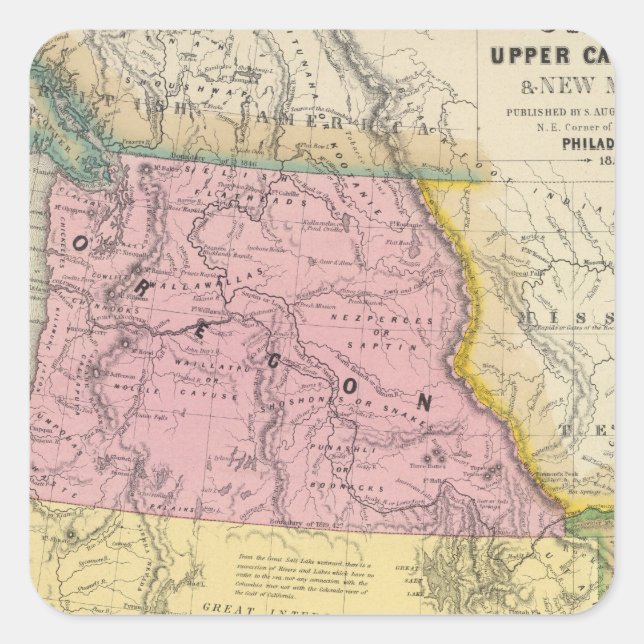 Oregon, Upper California & New Mexico Square Sticker (Front)