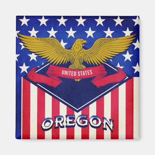Oregon USA Flag Magnet (Front)