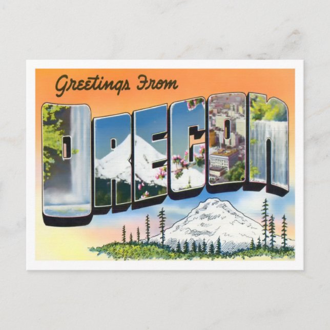 Oregon Vintage Big Letters Postcard (Front)