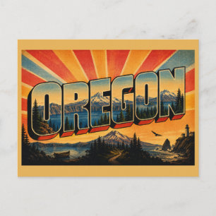 Oregon Volcanic Lake Cascade Forest Art Postcard