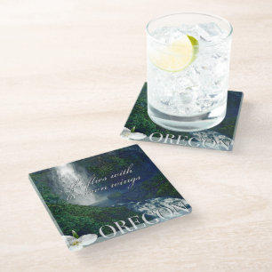 Oregon Waterfall Poster Glass Coaster