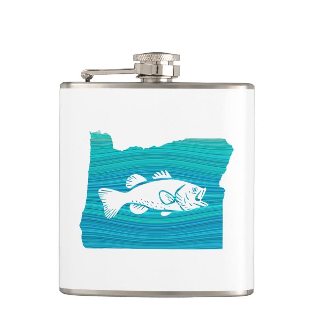 Oregon Wave Fishing Hip Flask (Front)