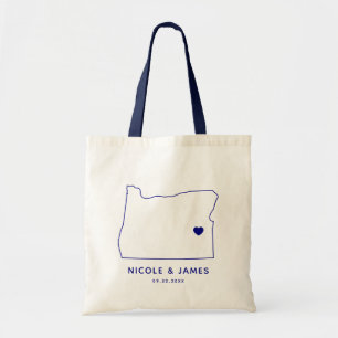 Oregon Wedding Welcome Bag Map Tote, Navy