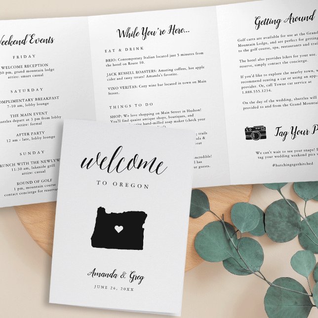 Oregon Wedding Welcome Letter & Itinerary Tri-Fold Programme (Creator Uploaded)
