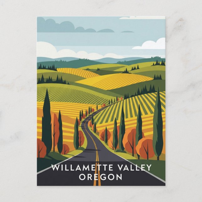 Oregon Willamette Valley Travel Postcard (Front)