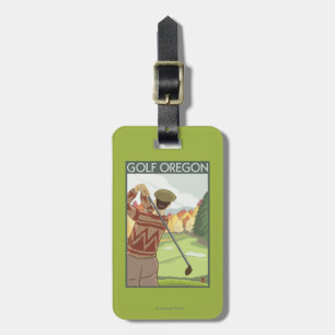 OregonGolf Scene Vintage Travel Poster Luggage Tag