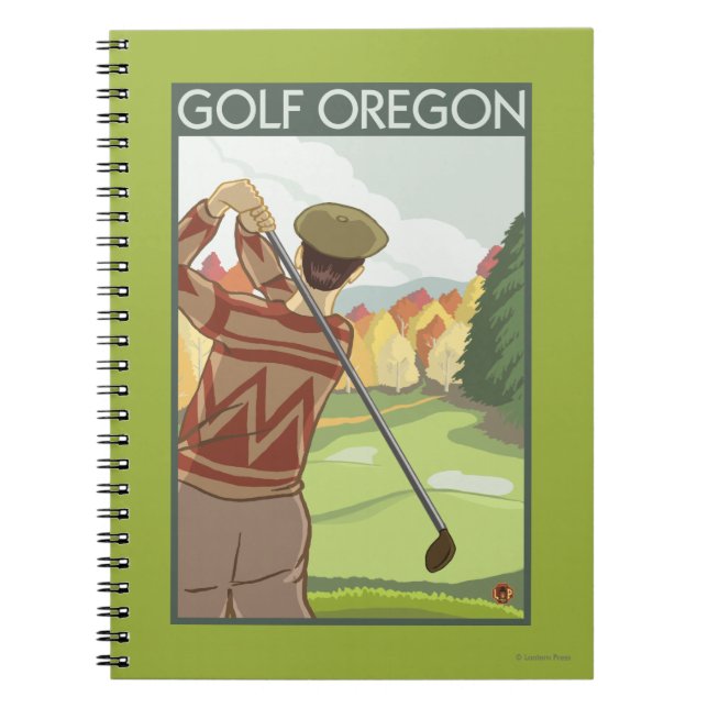 OregonGolf Scene Vintage Travel Poster Spiral Notebook (Front)