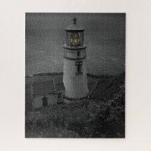 Oregon's historic Heceta Head Lighthouse B&W