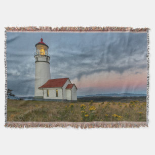 Oregon's oldest lighthouse at Cape Blanco State Throw Blanket