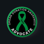 Organ Donation Advocate Ribbon Black Button<br><div class="desc">Organ Donation Advocate Ribbon Black Button for awareness and support for people who needs organ transplant.</div>