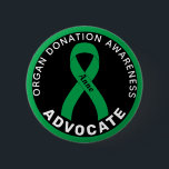 Organ Donation Advocate Ribbon Black Button<br><div class="desc">Organ Donation Advocate Ribbon Black Button for awareness and support for people who needs organ transplant.</div>
