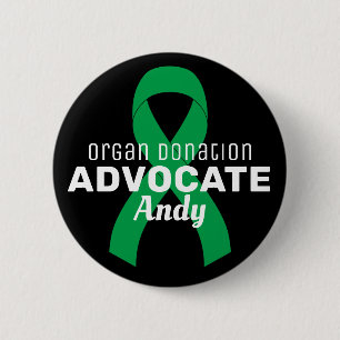 Organ Donation Advocate Ribbon Black Button