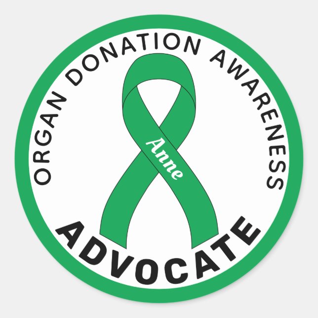Organ Donation Advocate Ribbon White Round Sticker (Front)