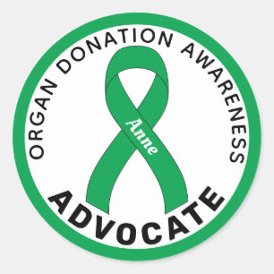 Organ Donation Advocate Ribbon White Round Sticker