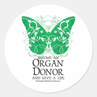 Organ Donor Butterfly Classic Round Sticker