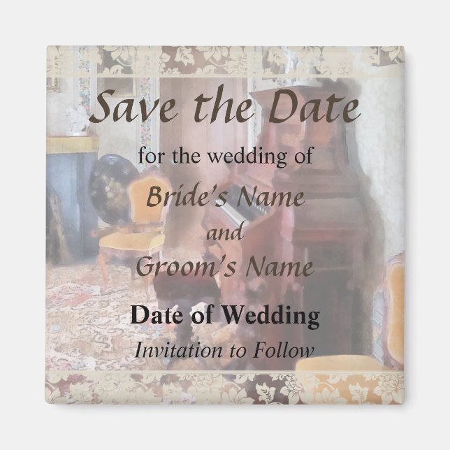 Organ in Victorian Parlor Save the Date Magnet (Front)