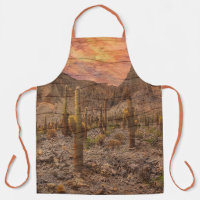 Organ Pipe Cactus On Wood Grain Sunset Photo