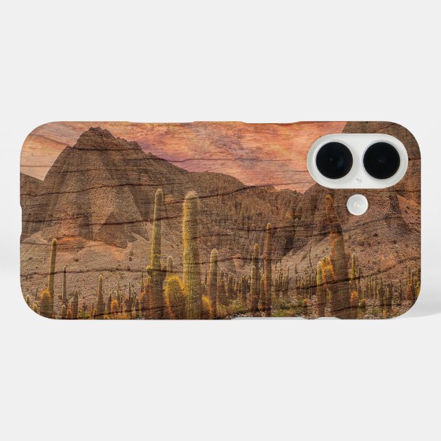 Organ Pipe Cactus On Wood Grain Sunset Photo Case-Mate iPhone Case (Back (Horizontal))