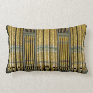 Organ pipes in green and gold lumbar pillow