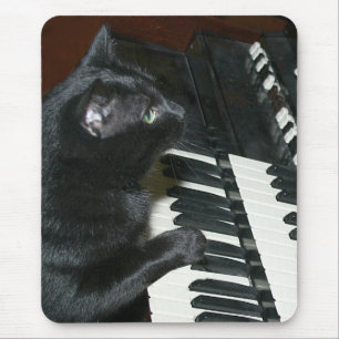 Organ playing cat mouse pad