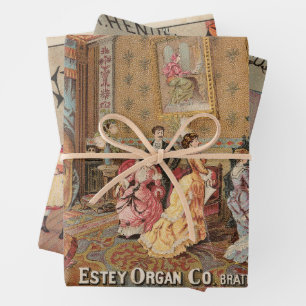 Organ Raven Vintage American Advertising Art   Wrapping Paper Sheet