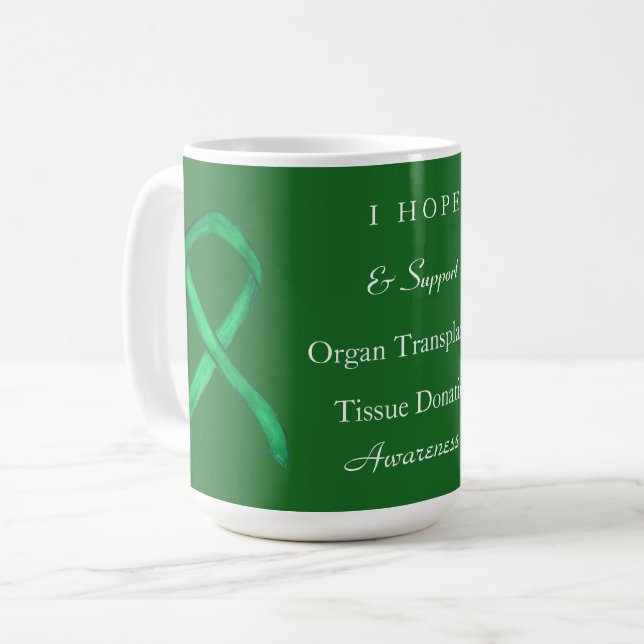 Organ & Tissue Donation Awareness Ribbon Mugs (Front Left)