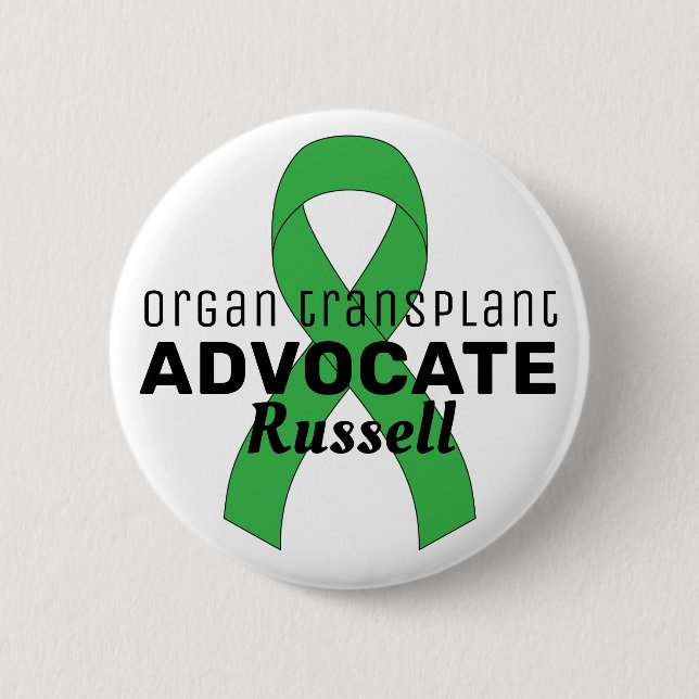 Organ Transplant Advocate Ribbon White Button (Front)