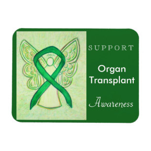 Organ Transplant Awareness Ribbon Angel Magnet
