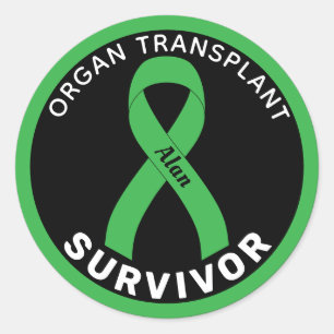 Organ Transplant Ribbon Black Classic Round Sticker