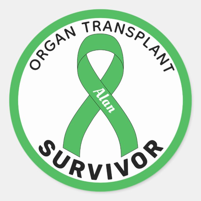 Organ Transplant Ribbon White Classic Round Sticker (Front)