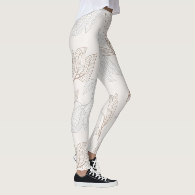 Organic Abstract Leaf Design Leggings (Right)