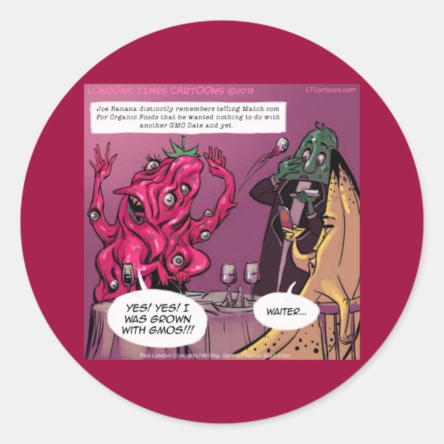 Organic And GMO Date Funny Classic Round Sticker (Front)