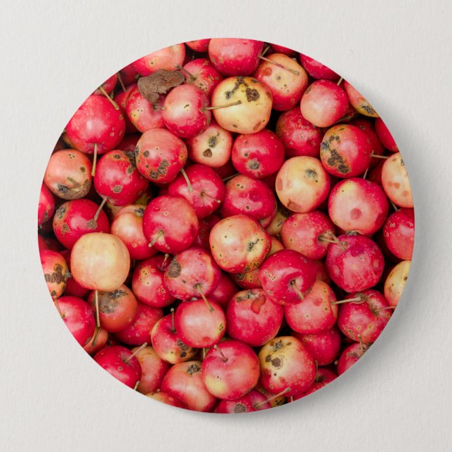 Organic apples 10 cm round badge (Front)