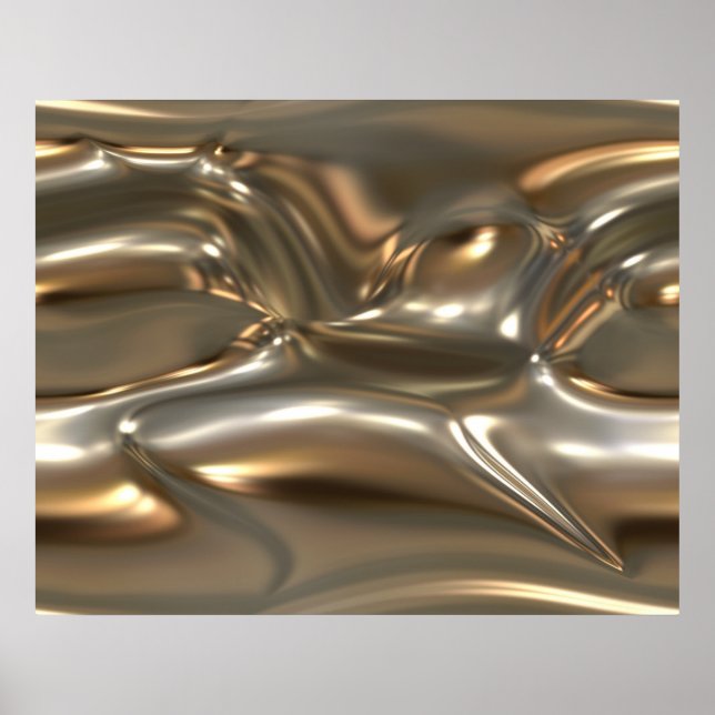 Organic Art Molten Metal Sheet Gold And Silver Poster (Front)