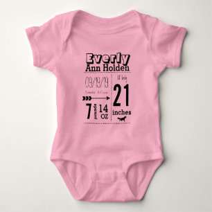 Organic Baby Girl Birth Record Lil' Lady Fox Bodysuit